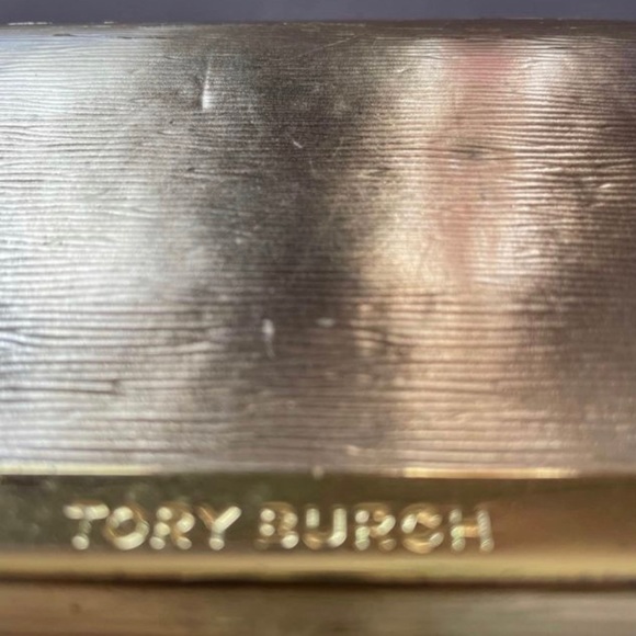 Tory Burch Sunglasses Clear Frames, Gold Mirrored Bows, Tan Lenses & Case - Picture 10 of 11